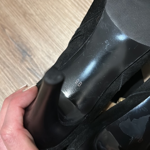 Talbots Black suede heeled ankle boots with leopard print bows on sides. NWT - Picture 9 of 12